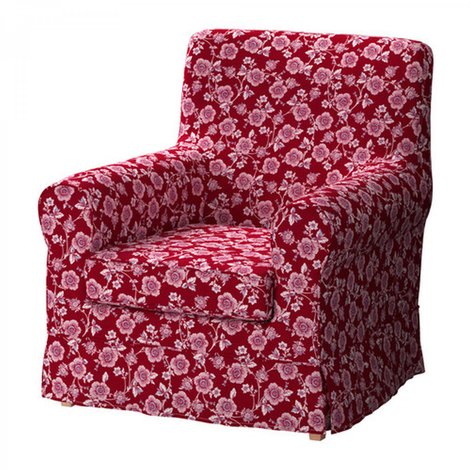 IKEA Ektorp JENNYLUND Armchair SLIPCOVER Cover BRUNFLO RED White FLORAL