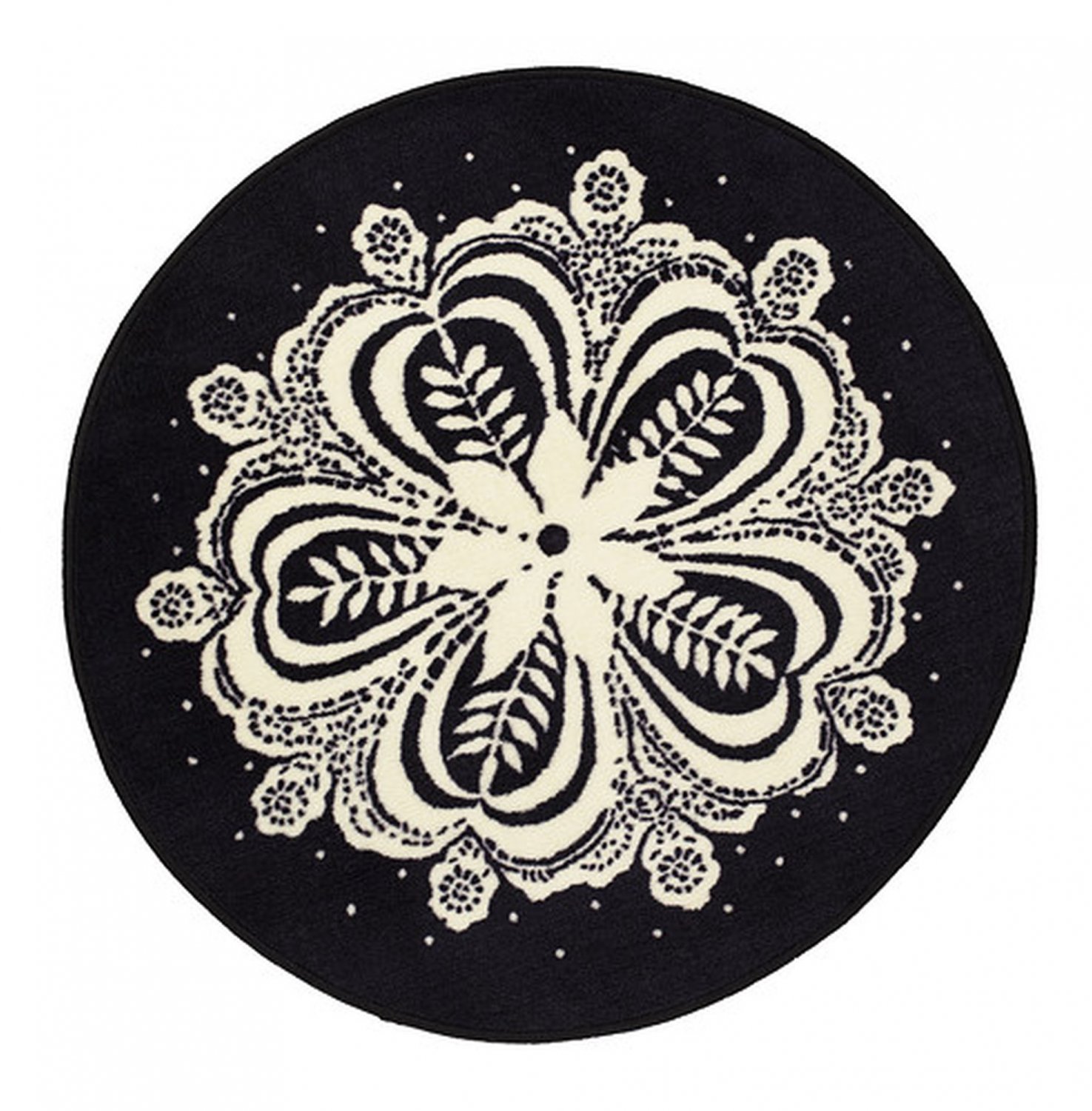 round black and white rug