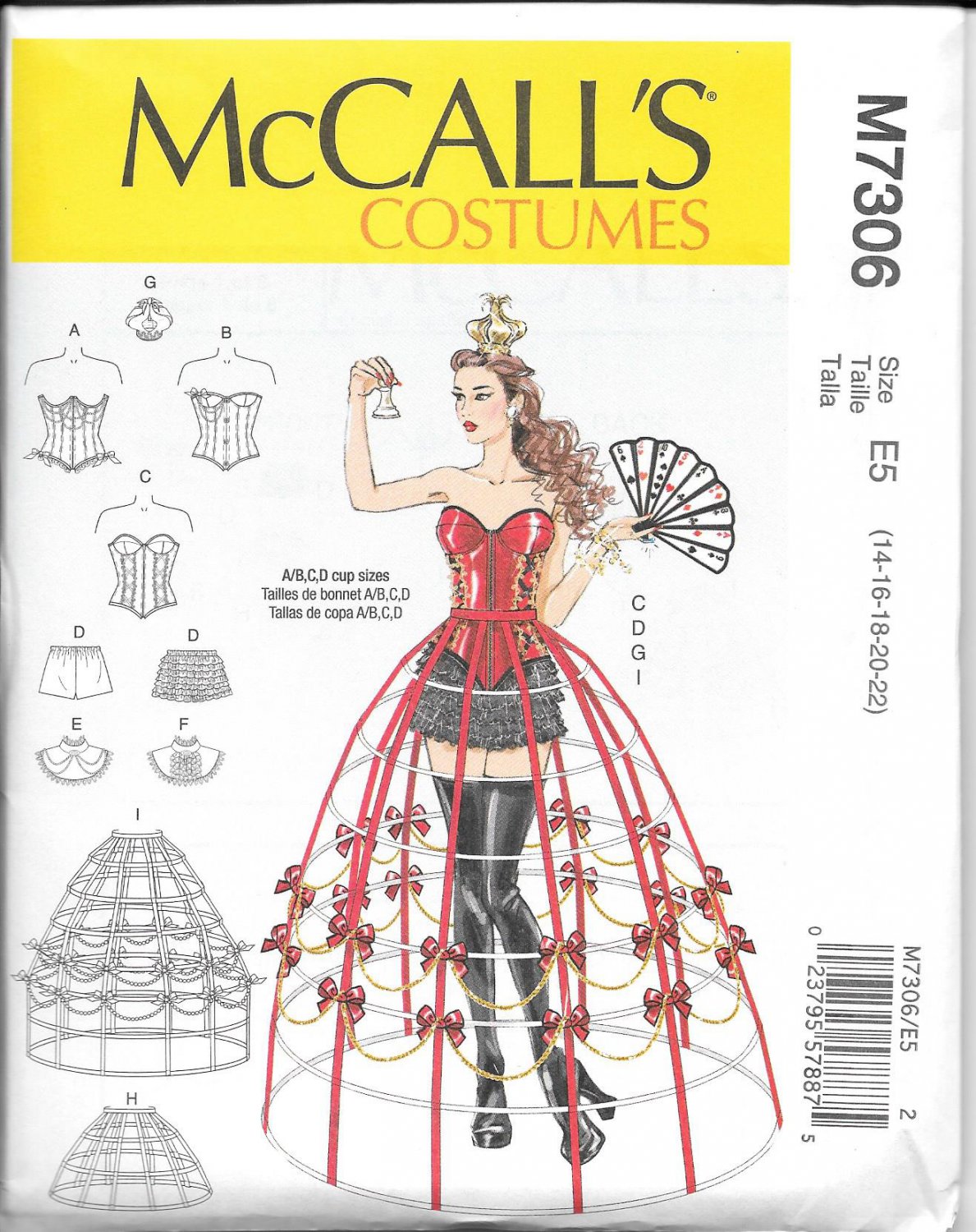 McCall's M7306 Corset Hoop Skirt Sizes 14, 16, 18, 20, 22 Costume Pattern