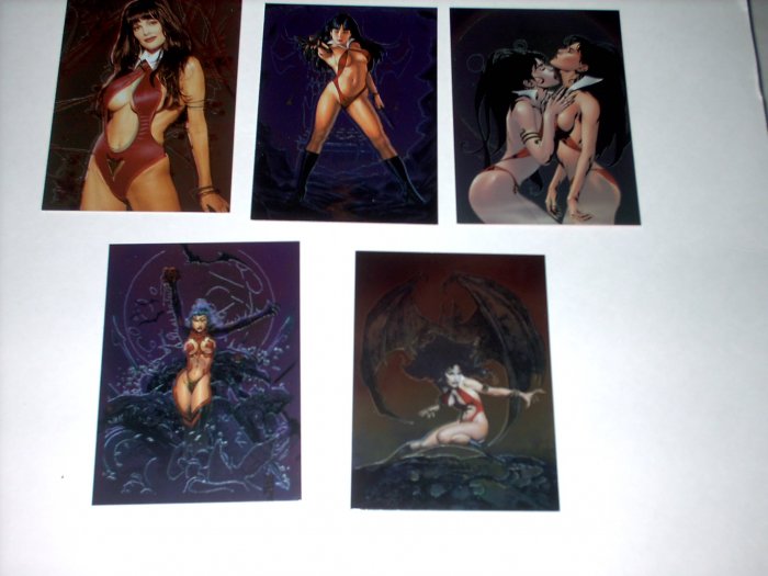 VAMPIRELLA 5 CARD CHROMIUM PROMO SET + SHIPS FREE