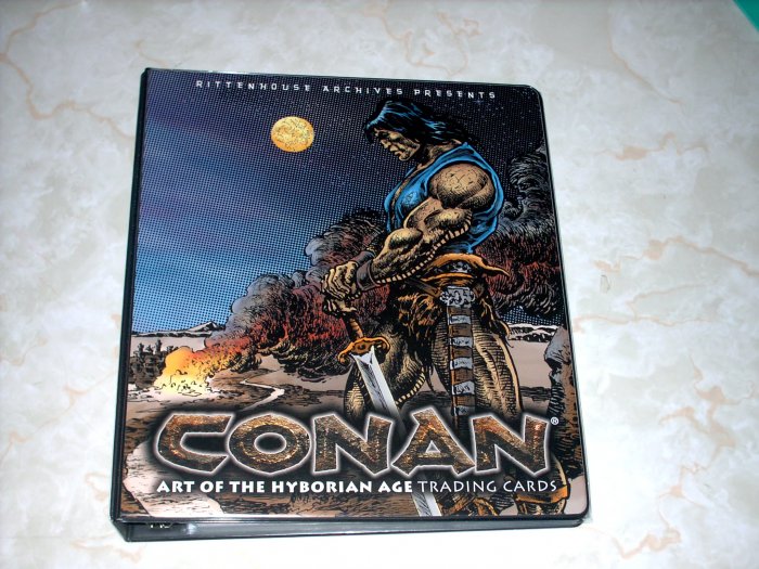 CONAN HYBORIAN AGE BINDER, BASIC SET, AND DARREN AUCK BINDER CARD