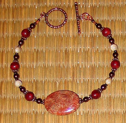 Awesome Fossilized Coral & Copper Bracelet---FreeS/H