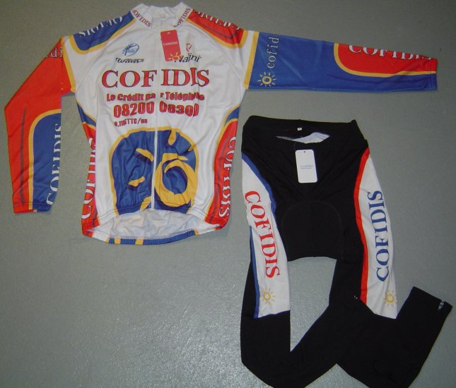 COFIDIS LONG SLEEVE CYCLING JERSEY & TIGHTS KIT SZ XL