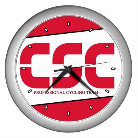 CSC PROFESSIONAL CYCLING CYCLE BIKE TEAM SILVER WALL CLOCK NEW (FREE SHIPPING!!)