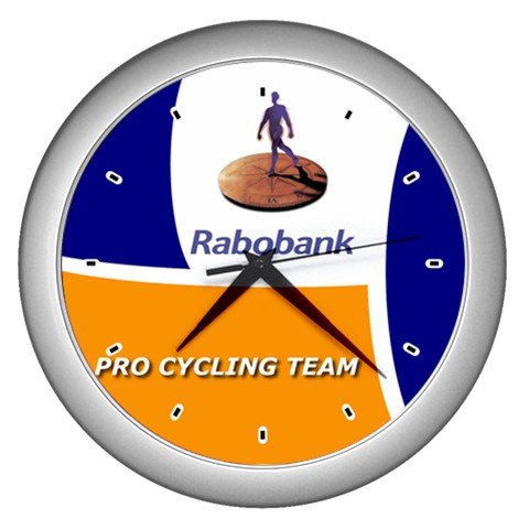 RABOBANK PRO CYCLING TEAM SILVER WALL CLOCK NEW (FREE SHIPPING!!)