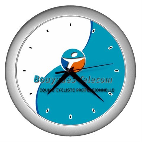 BOUYGUES TELECOM PRO CYCLING TEAM SILVER WALL CLOCK NEW (FREE SHIPPING WORLDWIDE!!)