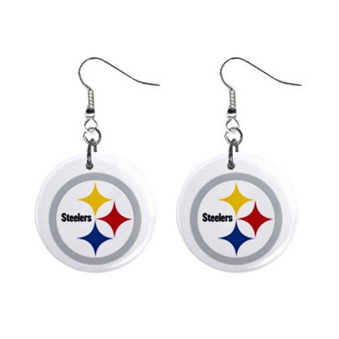 PITTSBURGH STEELERS NFL BUTTON EARRINGS (WORLDWIDE FREE SHIPPING!!)