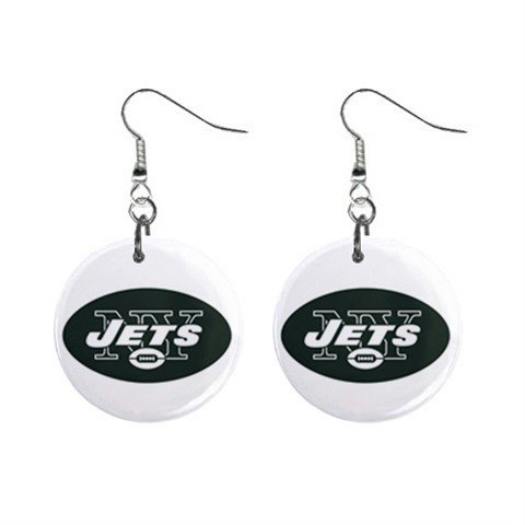 NEW YORK JETS NFL BUTTON EARRINGS (WORLDWIDE FREE SHIPPING!!)