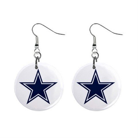 DALLAS COWBOYS NFL BUTTON EARRINGS (WORLDWIDE FREE SHIPPING!!)