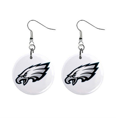 PHILADELPHIA EAGLES NFL BUTTON EARRINGS (WORLDWIDE FREE SHIPPING!!)