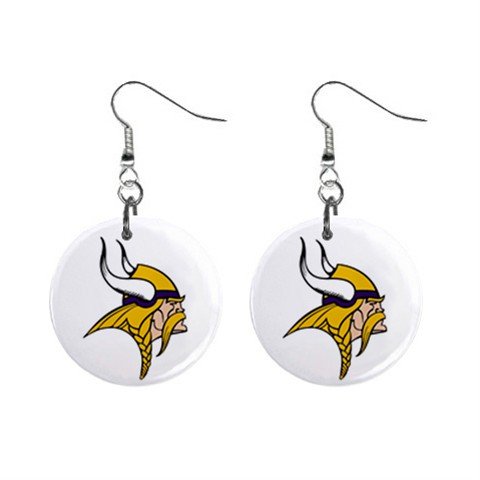 MINNESOTA VIKINGS NFL BUTTON EARRINGS (WORLDWIDE FREE SHIPPING!!)