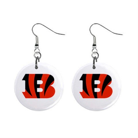 CINNCINNATI BENGALS NFL BUTTON EARRINGS (WORLDWIDE FREE SHIPPING!!)