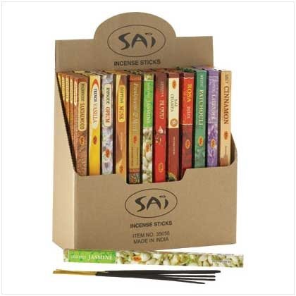 Deluxe Incense Display case with 60 packs of incense.