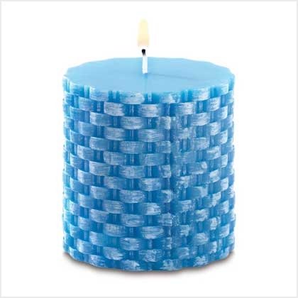 Island Blue Basketweave Candle in the scent of rum
