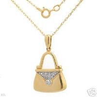 GOLD AND DIAMOND HANDBAG NECKLACE