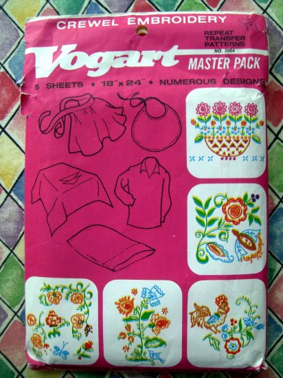 Vintage Crewel Embroidery Transfer Patterns Flowers & Leaves Many Designs