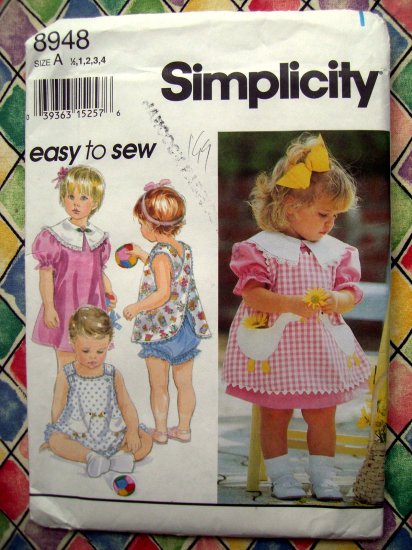 HOLD! Simplicity Pattern #8948 UNCUT Toddler Dress Reversible Pinafore or Top Panties Sizes