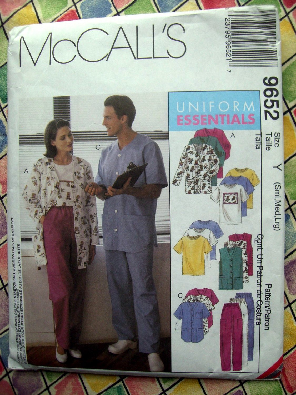 SOLD! McCalls Pattern # 9652 UNCUT Misses Mens SCRUBS Uniform Pants Top Size Small Medium Large