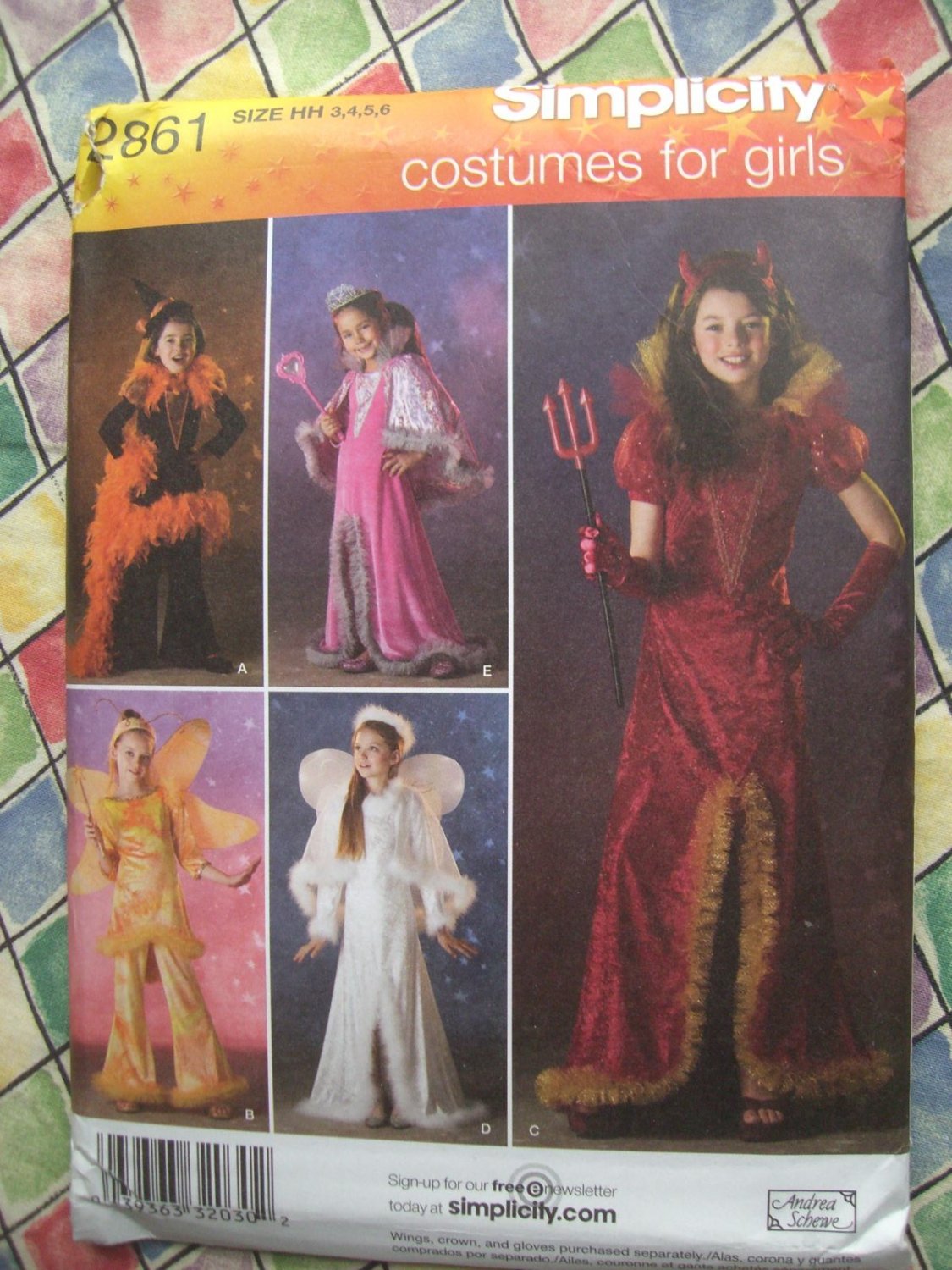 Simplicity Pattern # 2861 UNCUT Girls Costume Witch Angel More! Size 3 4 5 6