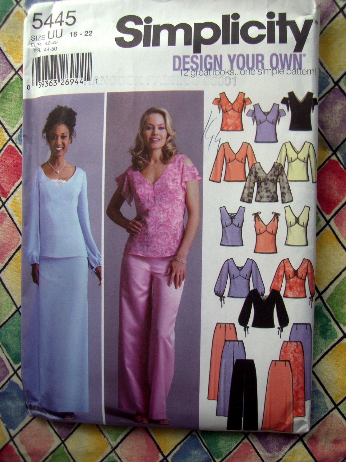 SOLD! Simplicity Pattern # 5445 UNCUT Top Pants Skirt Size 16 18 20 22