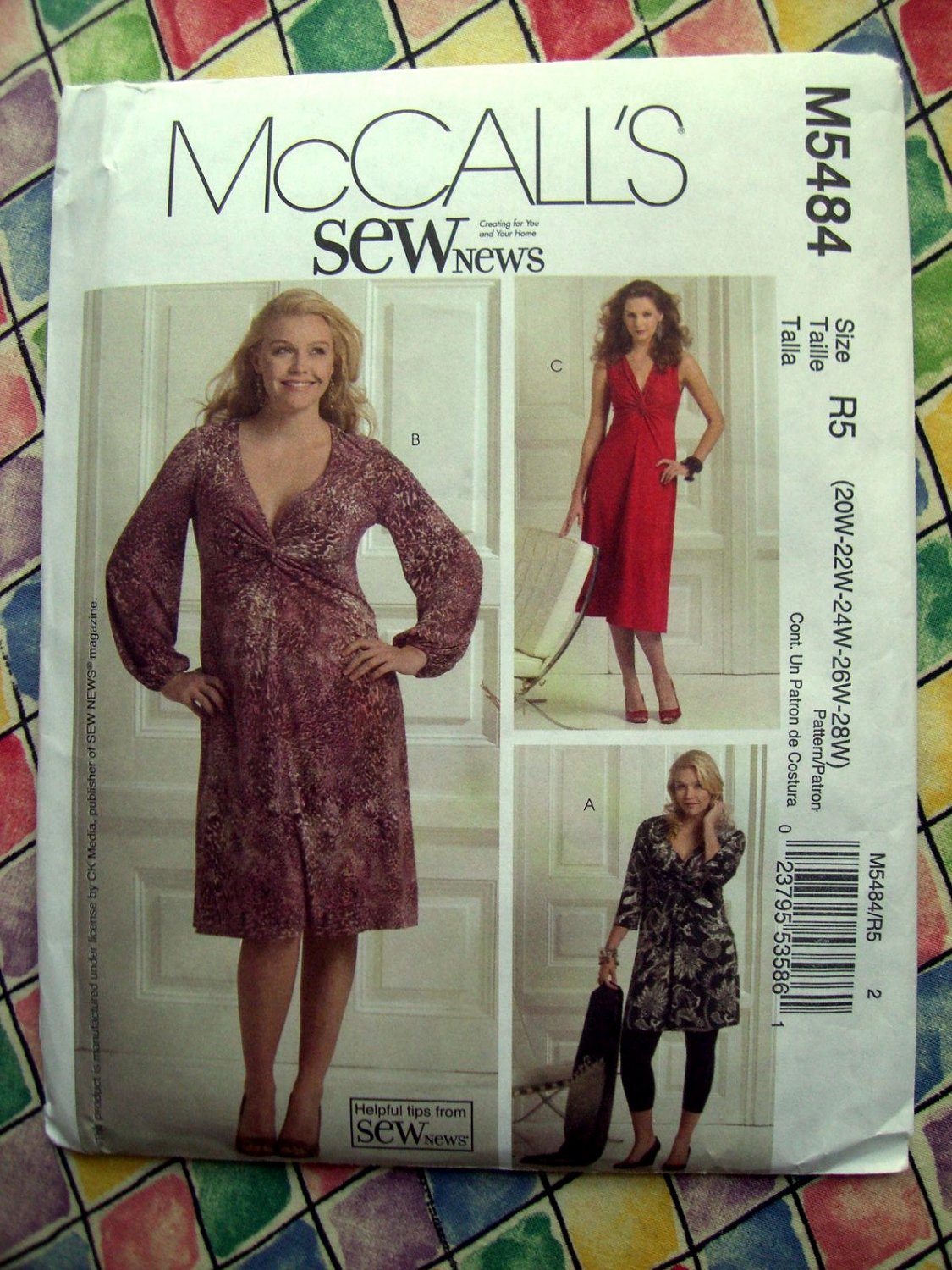 McCalls Pattern # 5484 UNCUT Womans Pullover Stretch Knit Dress Size 20 22 24 26 28
