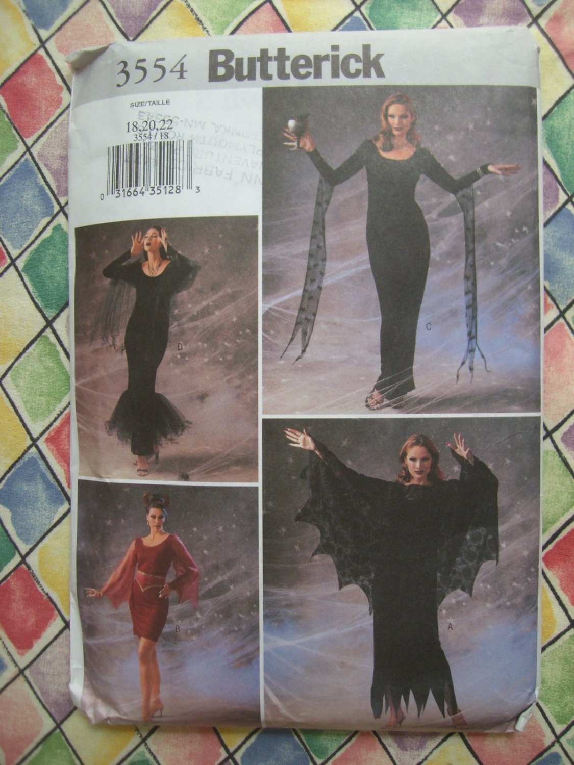 SOLD! Butterick Pattern #3554 UNCUT Misses Womans Sexy Witch Costume Dress Size 18 20 22