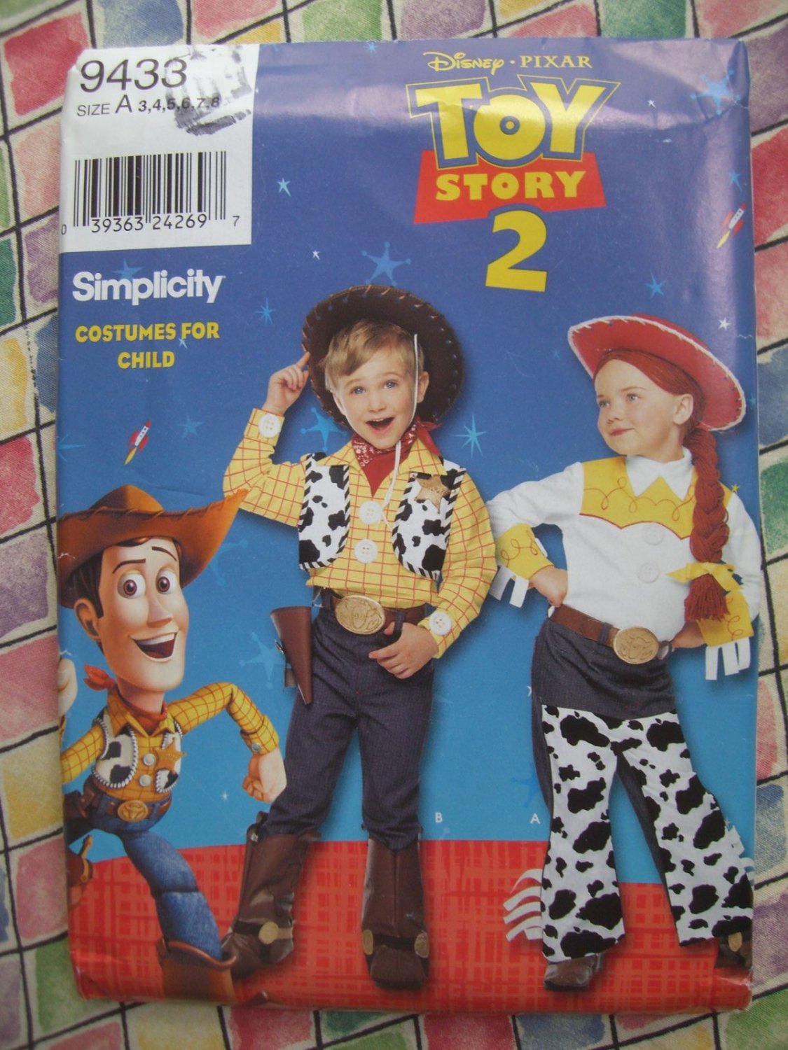 Simplicity Childs Costume Pattern # 9433 UNCUT Toy Story Woodie Jessie Size 3 4 5 6 7 8