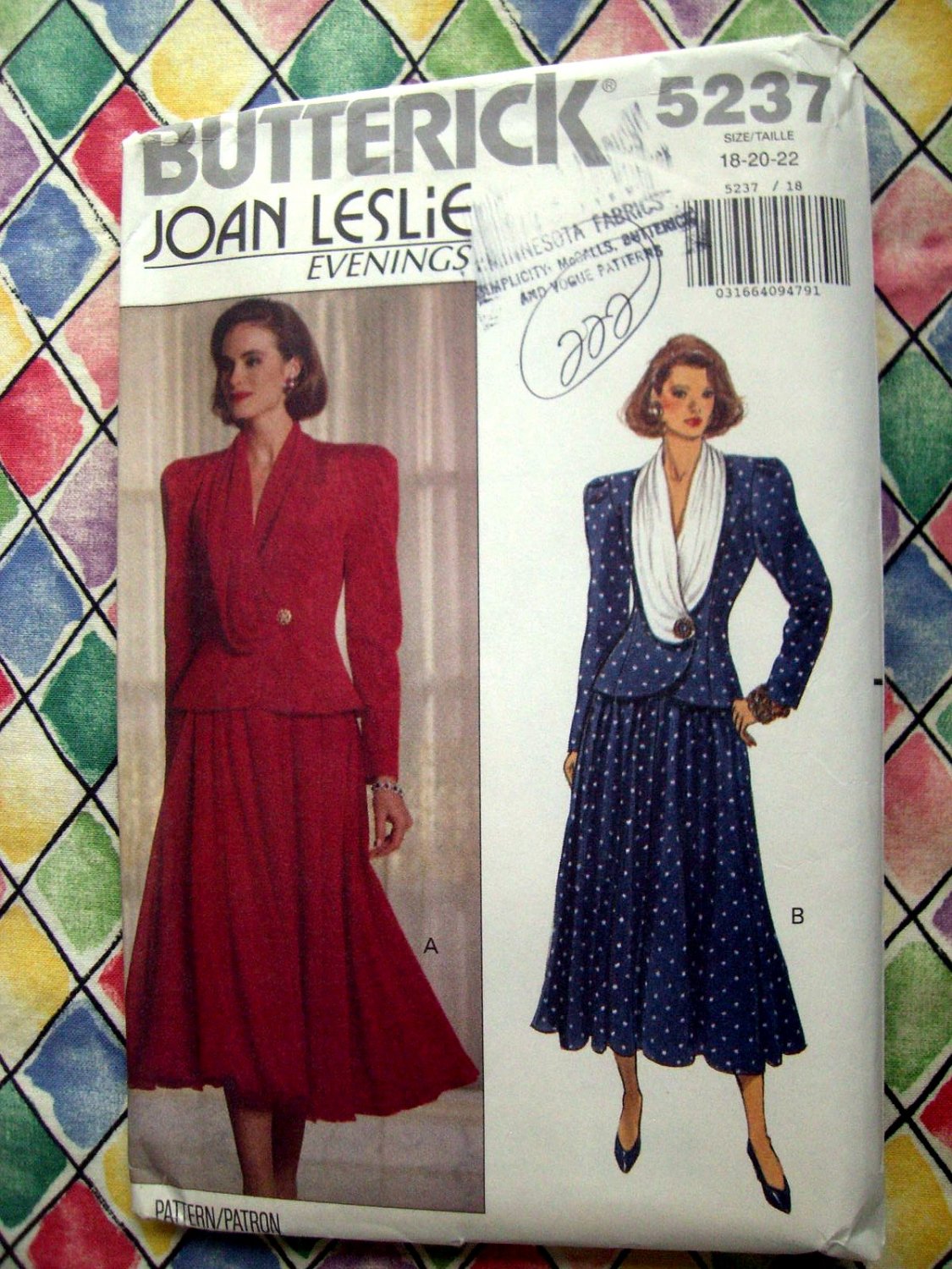 Butterick Pattern # 5237 UNCUT Misses Unique Top Skirt Size 18 20 22