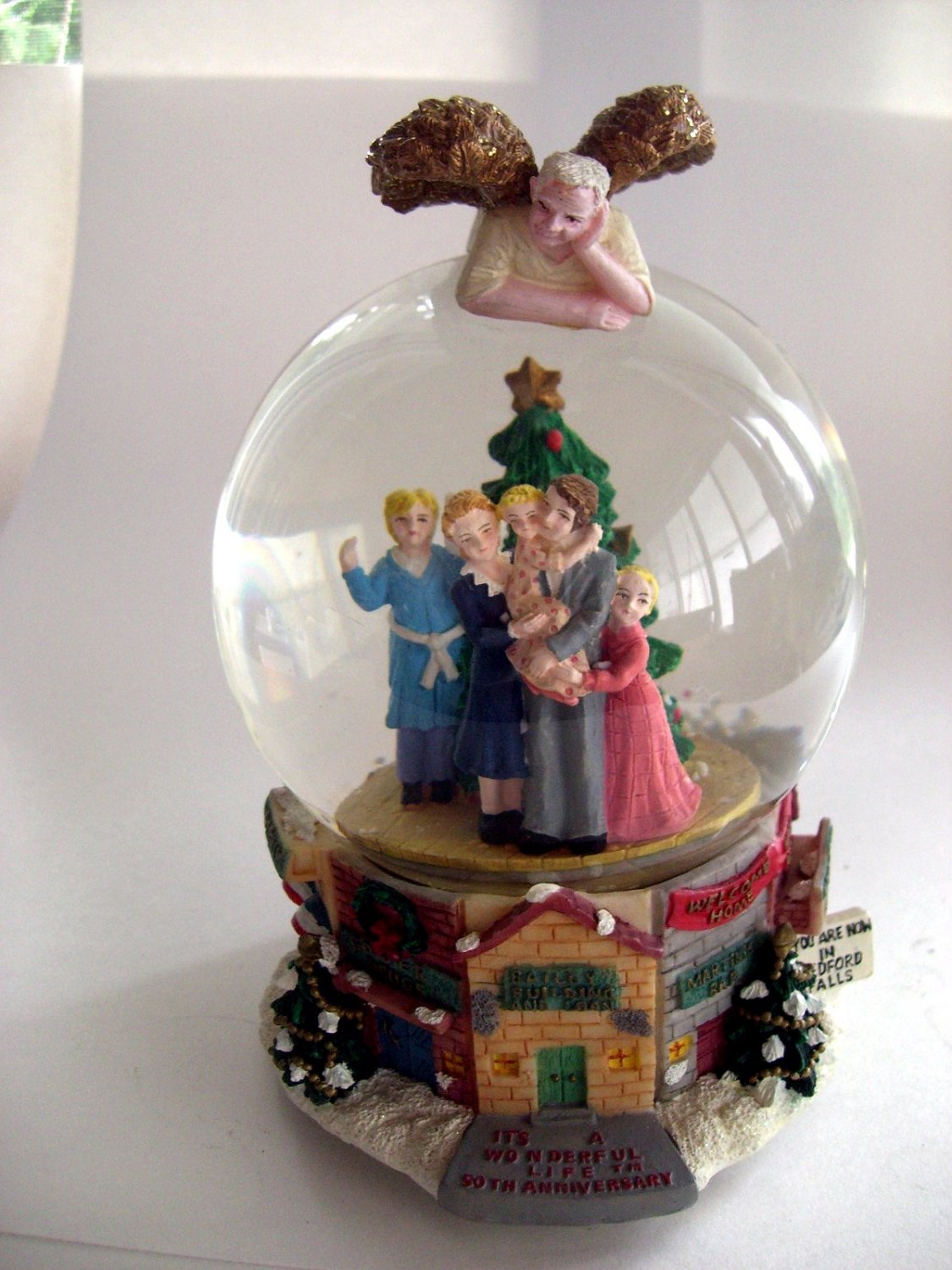 SOLD!Rare It's A Wonderful Life Snowglobe Clarence Angel & Bailey Family Music Box