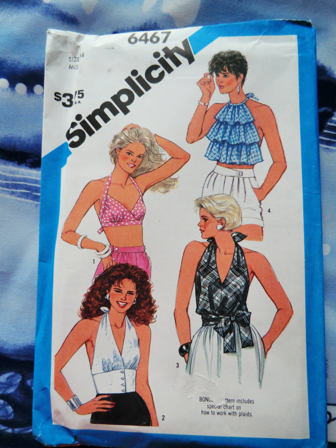 SOLD! Simplicity Pattern # 6467 UNCUT Misses Halter Top Variations Size 14
