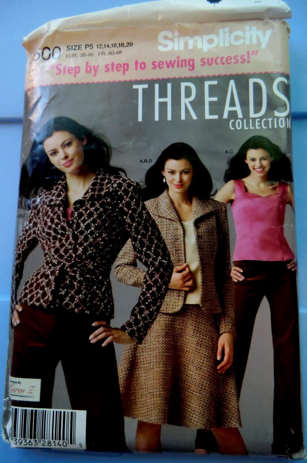 Simplicity Pattern # 4500 UNCUT Misses THREADS Wardrobe Skirt Pants Lined Jacket Size 12 14 16 18 20