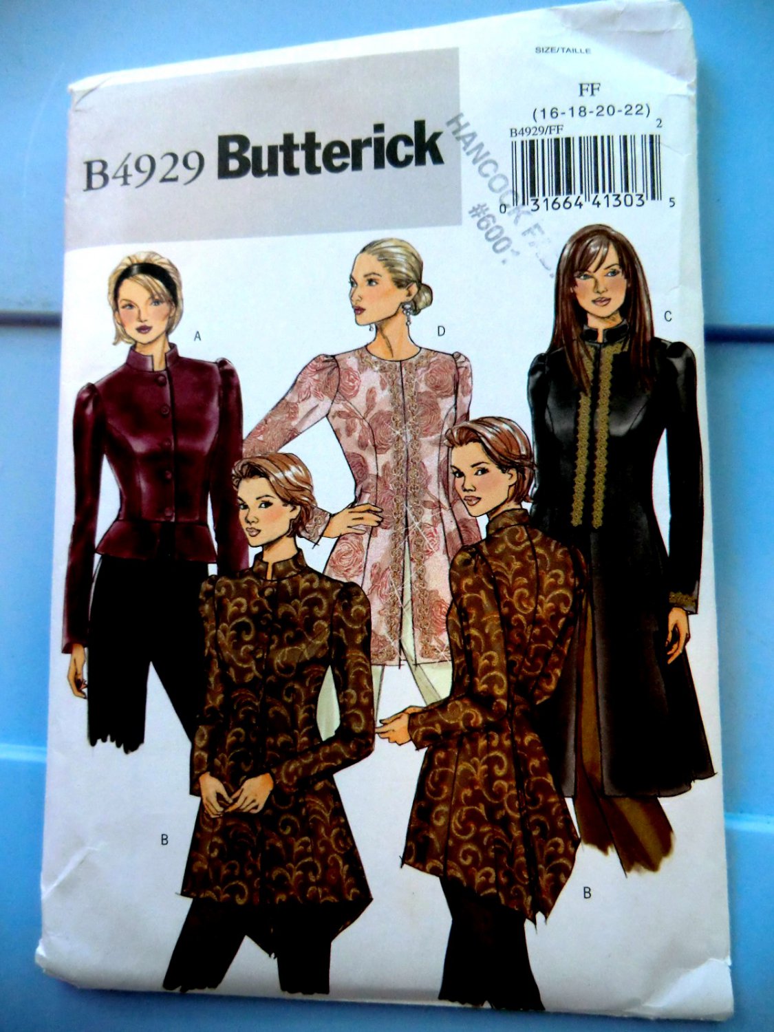SOLD! Butterick Pattern # 4929 UNCUT Misses Jacket Size 16 18 20 22