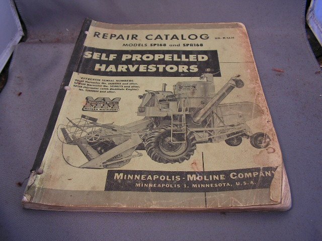 Minneapolis-Moline Repair Catalog Models SP168 and SPR168 Combines.