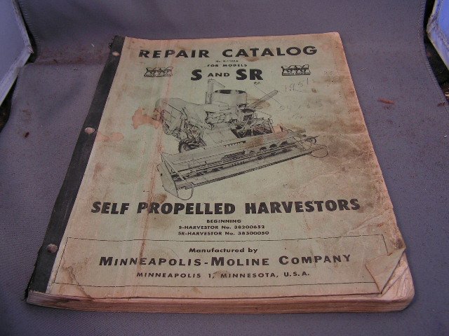 Minneapolis-Moline Repair Catalog Models S and R Combines.