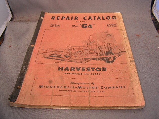 Minneapolis-Moline Repair Catalog Models G4 Combine.