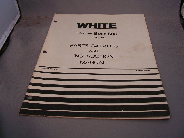 White Snow Boss 500 Parts Catalog and Instruction Manual.