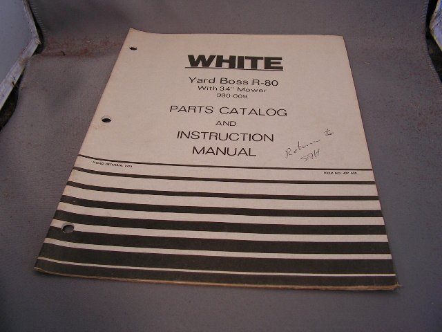 White Yard Boss R80 with 34" Mower Parts Catalog and Instruction Manual