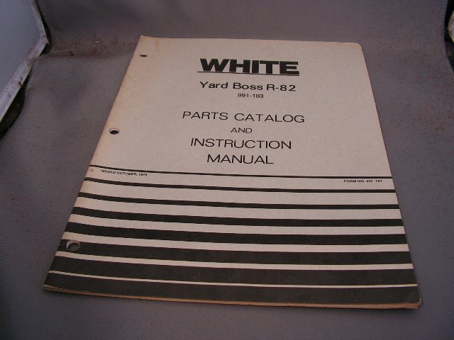 White Yard Boss R-82 Parts Catalog and Instruction Manual.