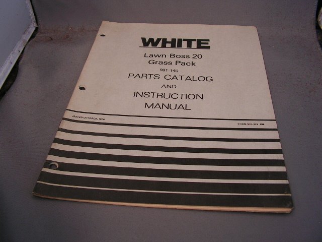 White Lawn Boss 20 Grass Pack Parts Catalog and Instruction Manual.
