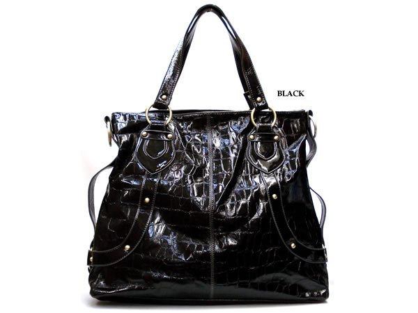 handbag-black faux croc