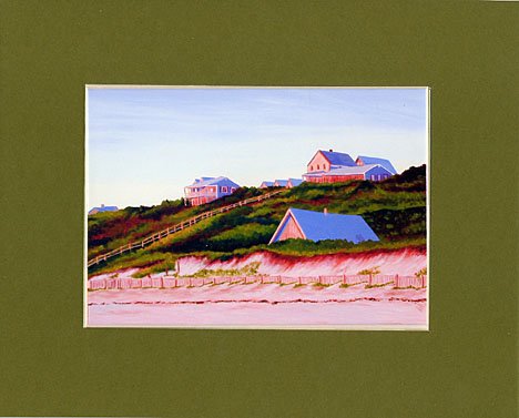 Cape Cod Seascape Truro Beach House Matted Print, Renee Rutana