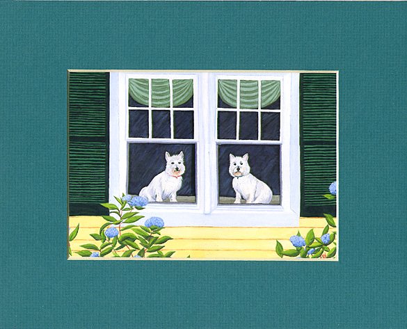 WESTIES West Highland Terrier dogs Matted Print, Renee Rutana