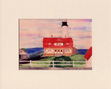 MAINE Portland Head Lighthouse Matted Print, Renee Rutana