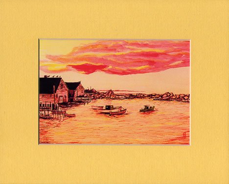 SEASCAPE SUNSET, Orange, Red & Grey Tones, Renee Rutana