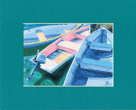 CAPE COD Rowboats, Dinghy, Skiff, Matted Print, Renee Rutana