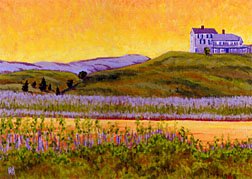 ACEO Print of Original Cape Truro House Dune Painting, Renee Rutana
