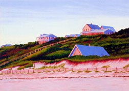 ACEO Print of Original Cape Truro Houses Dune Painting, Renee Rutana