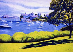 ACEO Print of Original Cape Cod Boats Harwichport Harbor Painting, Renee Rutana