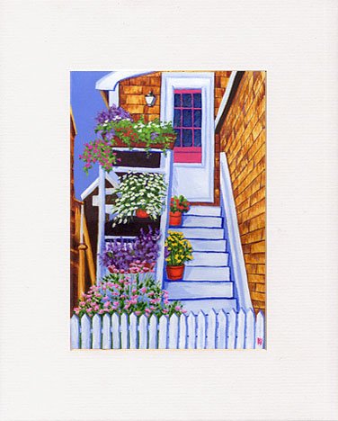 ROCKPORT Flowers Staircase Daisies Matted Print, Renee Rutana
