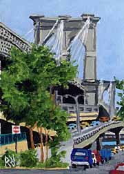 ACEO Print of Original Brooklyn Bridge, New York City Painting, Renee Rutana